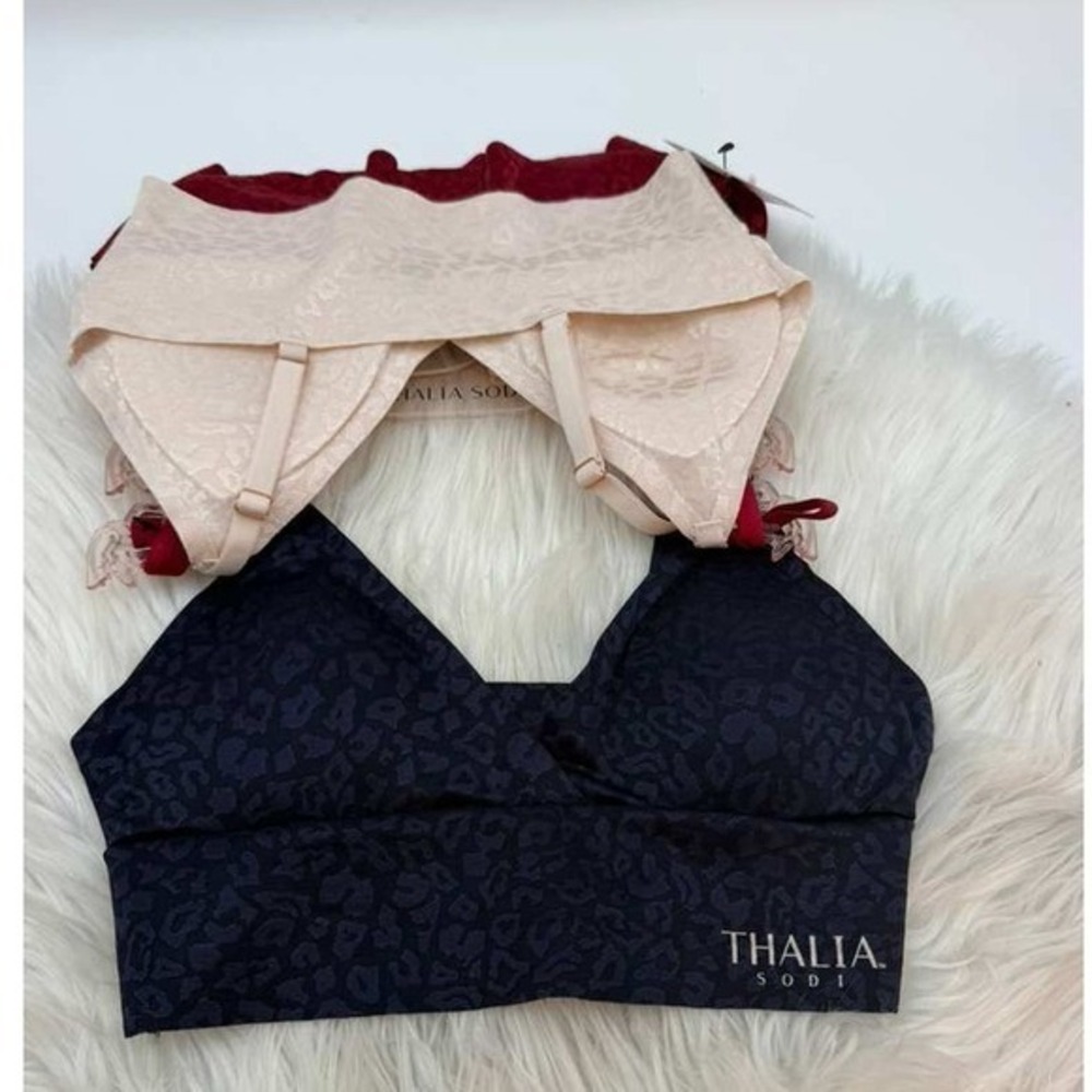 Thalia Sodi Seamless Bralette Set 3 Pack Black Red Nude Wireless Bras New Size L - Picture 5 of 9